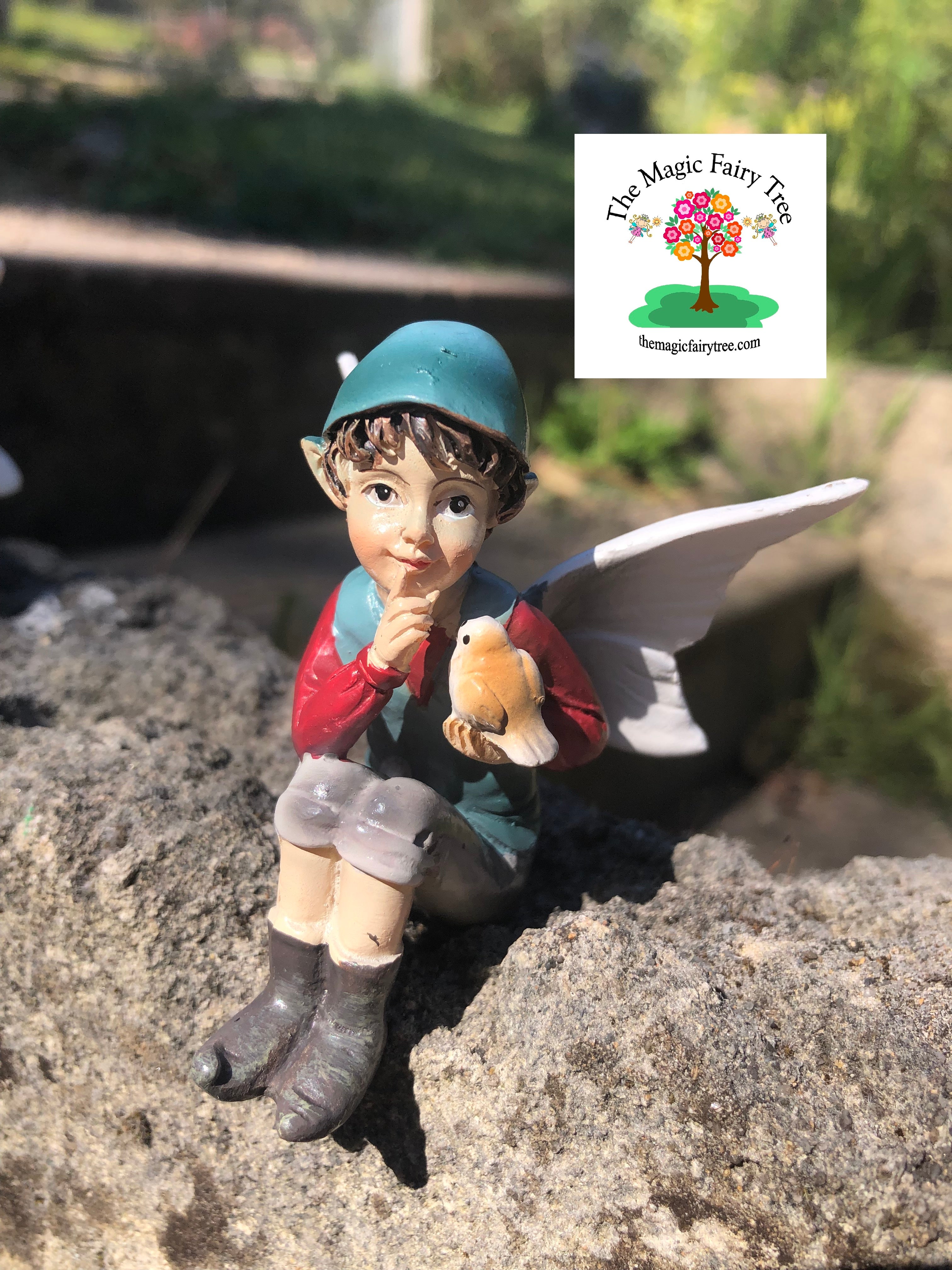 Sitting Elf Figurine with Squirrel or Bird image 3