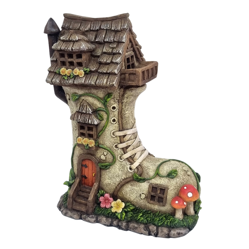 Solar fairy garden boot house