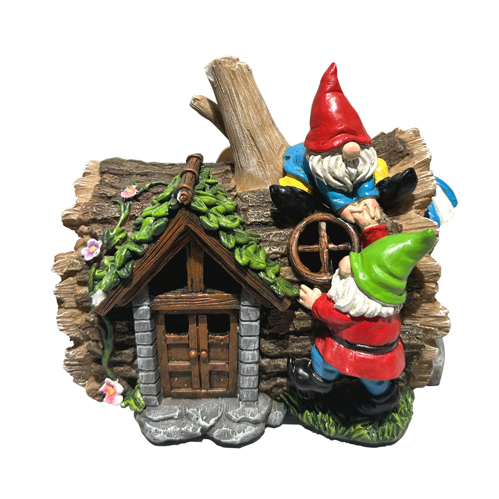 Solar gnome log cabin house