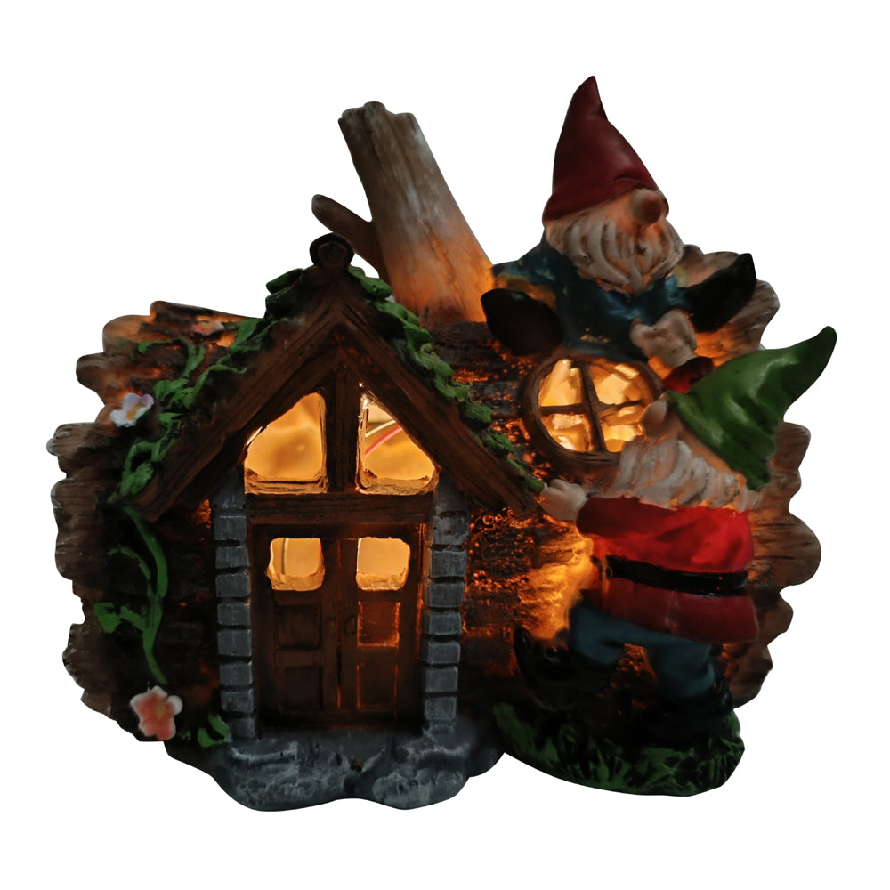 Solar gnome log cabin house