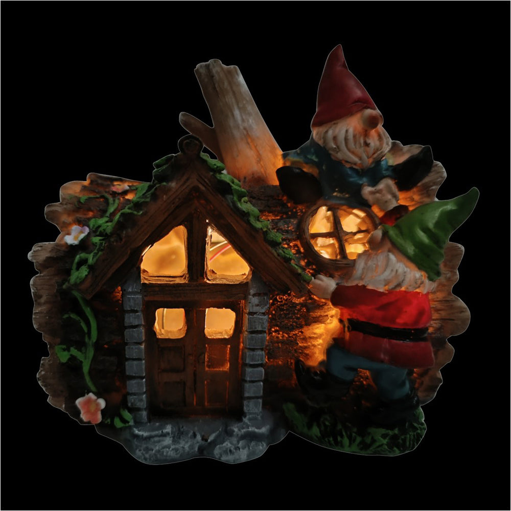 Solar gnome log cabin house