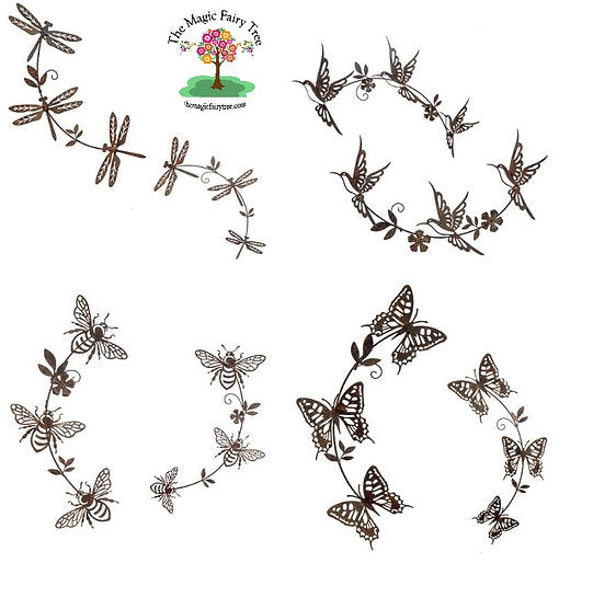 Metal Garland Wall Art - butterfly, dragonfly, bee, bird