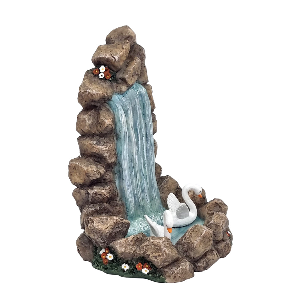 Fairy Garden Waterfall with Swans