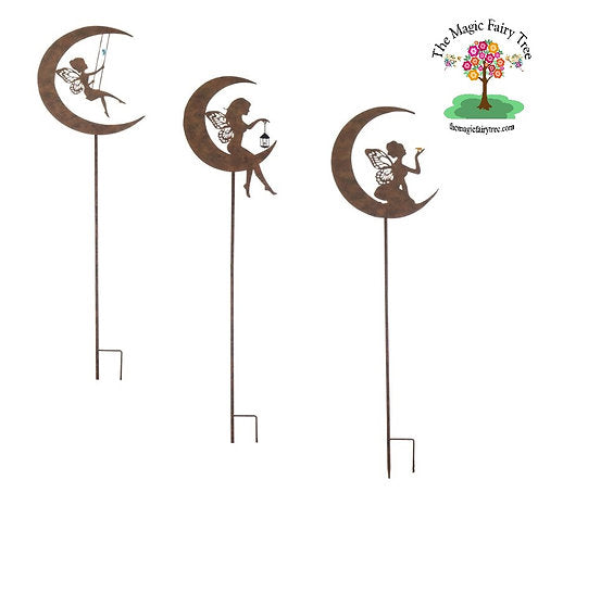 Moon Fairy Garden Stakes