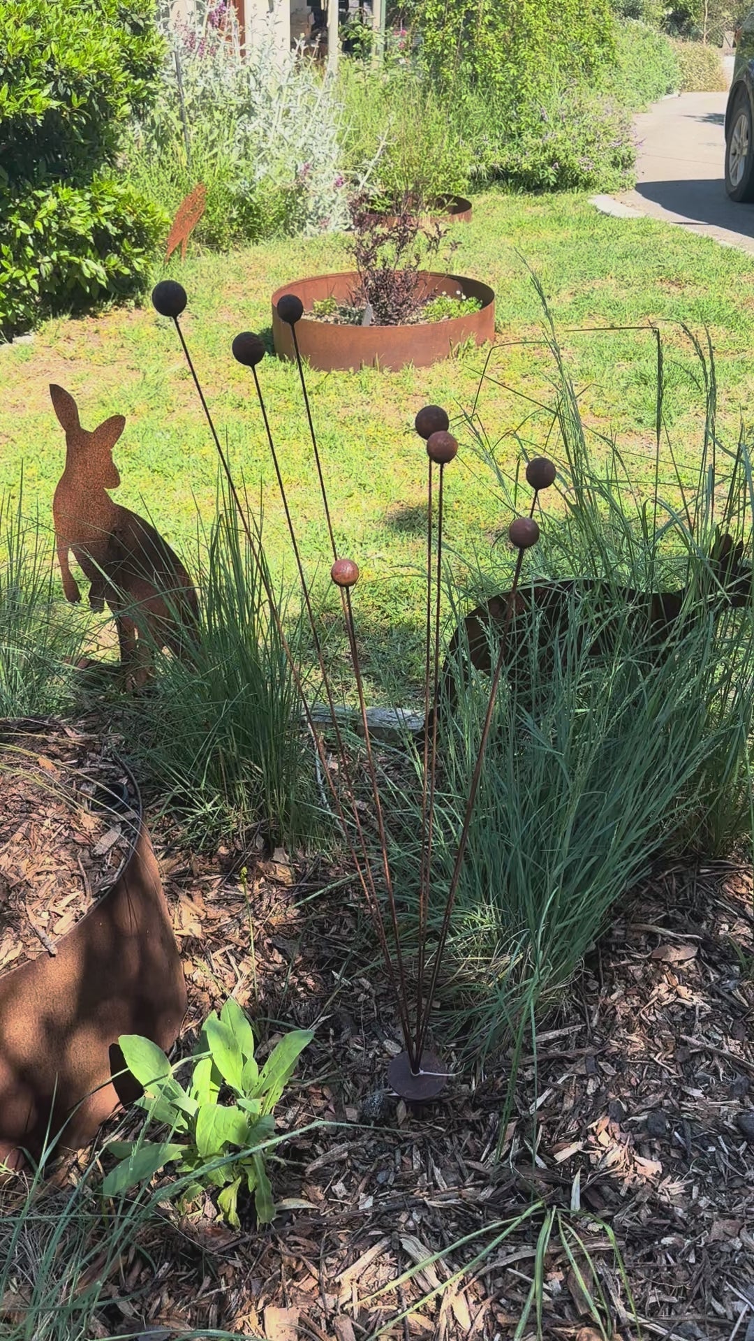 Rustic Billy Buttons Kinetic Garden Art