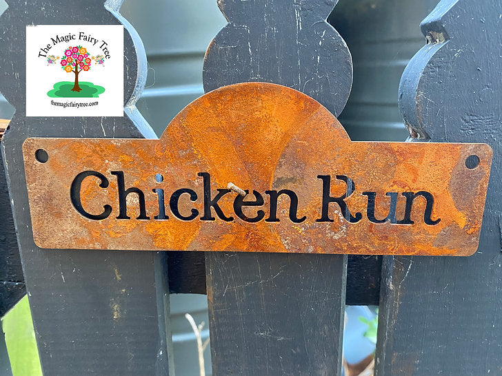 Rusty Metal Garden Signs - chicken, potting shed, veggie