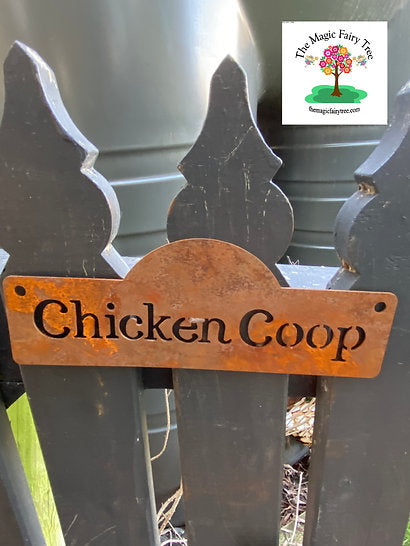 Rusty Metal Garden Signs - chicken, potting shed, veggie