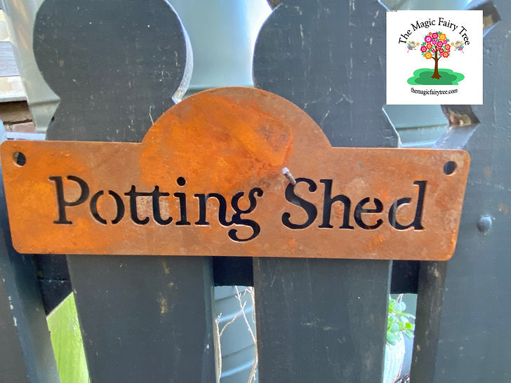 Rusty Metal Garden Signs - chicken, potting shed, veggie