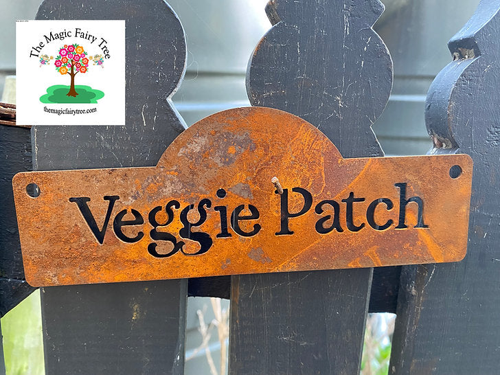 Rusty Metal Garden Signs - chicken, potting shed, veggie