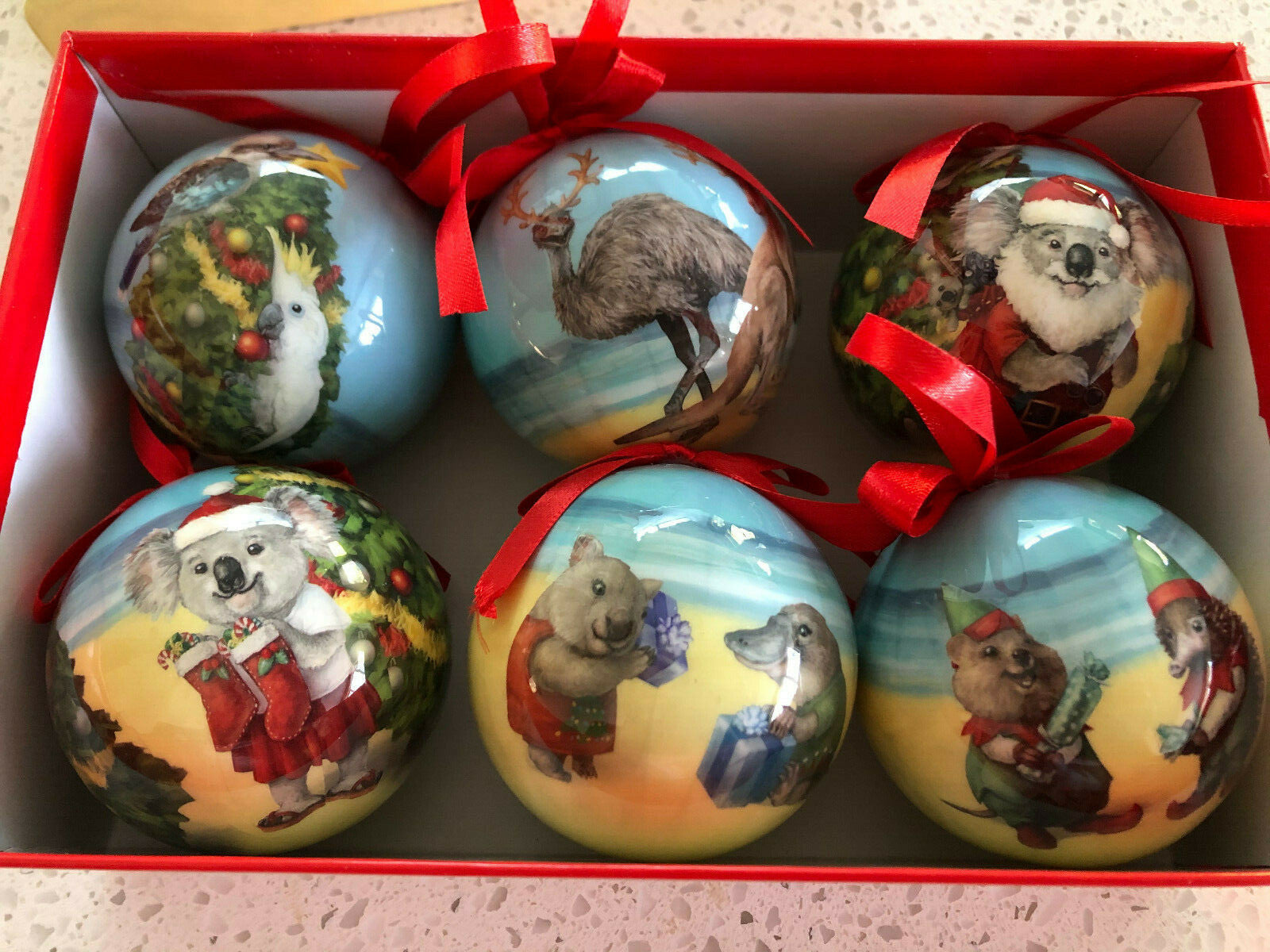 Australian Animals Christmas Baubles x 6